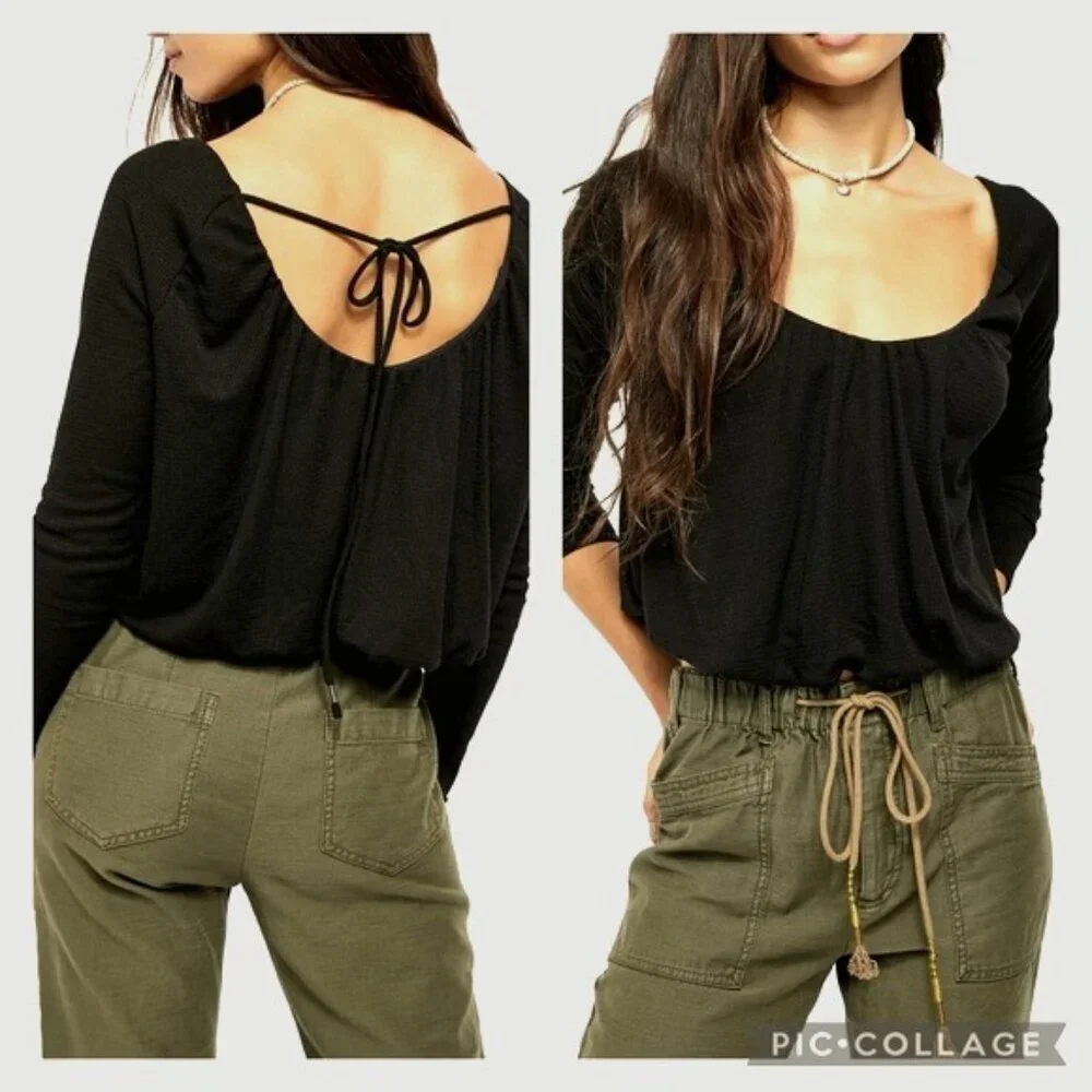 NEW FREE PEOPLE we the free bondi thermal in black xs